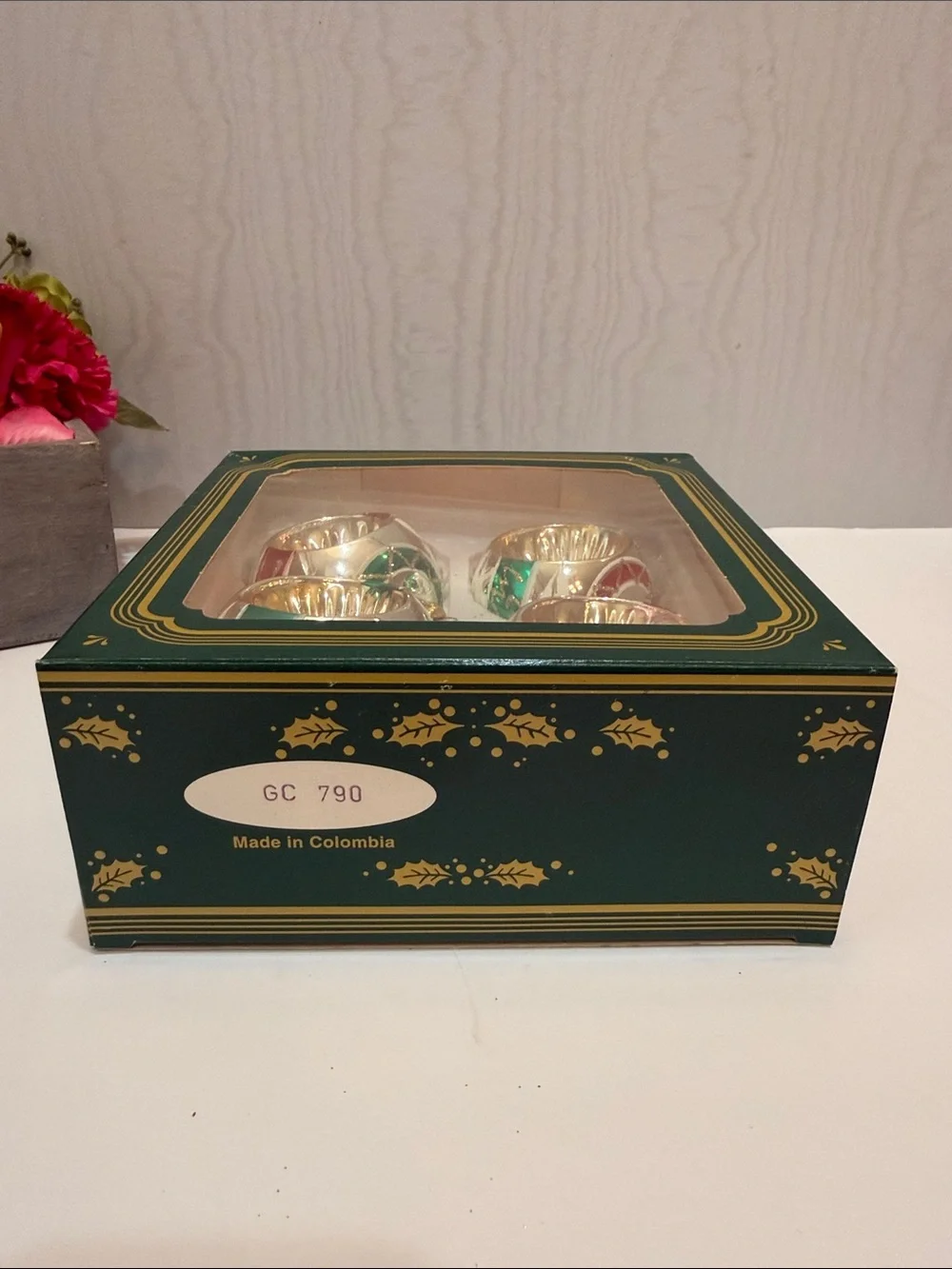 Vintage Kurt Adler Concave Blown Glass Christmas Ornaments in Box